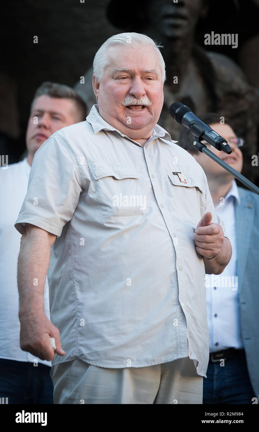Lech Walesa in Warsaw, Poland on 4 July 2018 Stock Photo