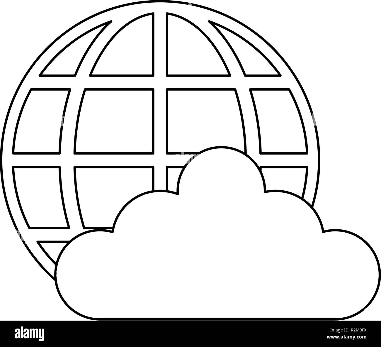 Cloud computing with global sphere vector illustration graphic design ...