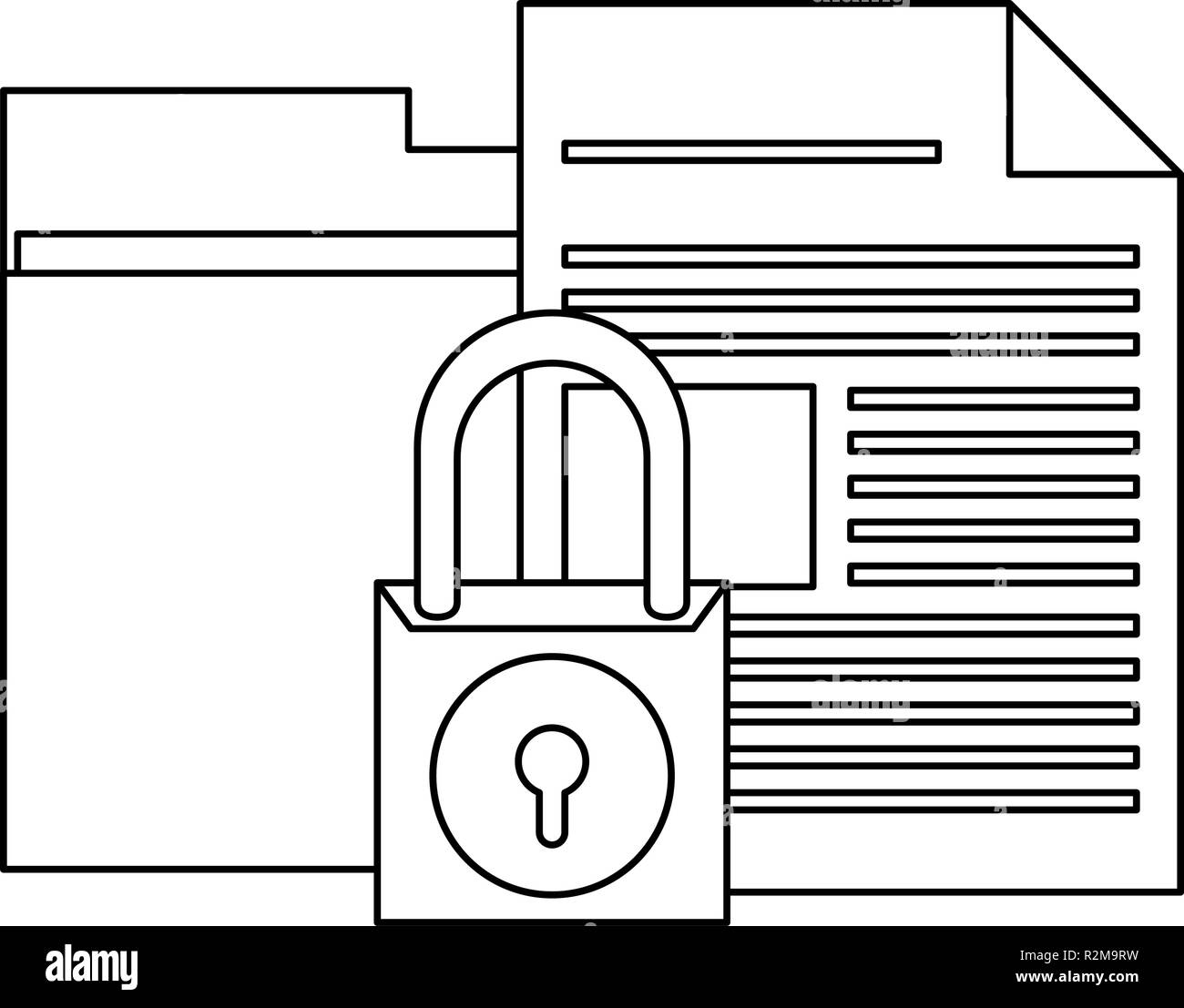 folder and document with padlock vector illustration graphic design ...