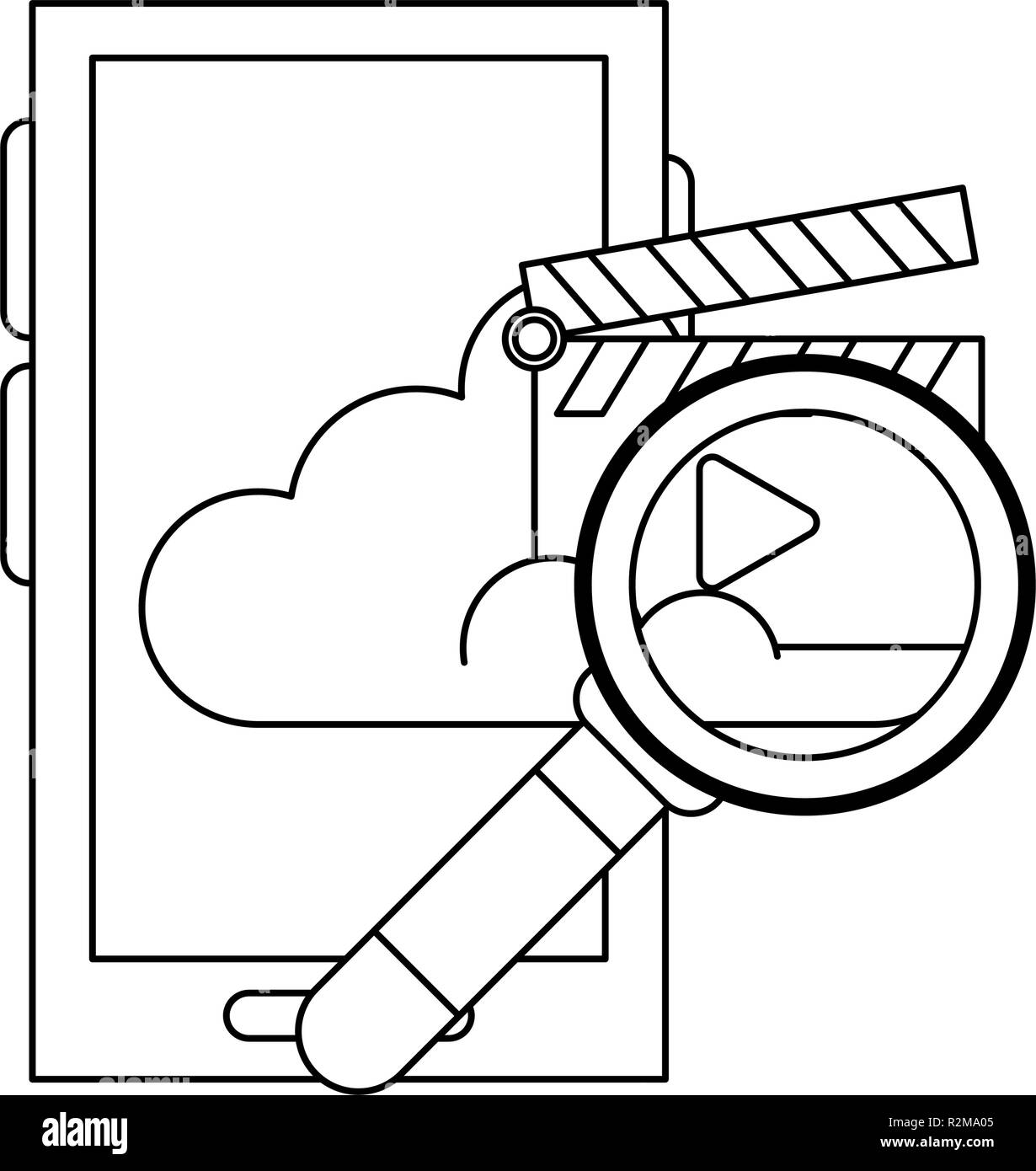 smartphone with cloud computing and video vector illustration graphic ...