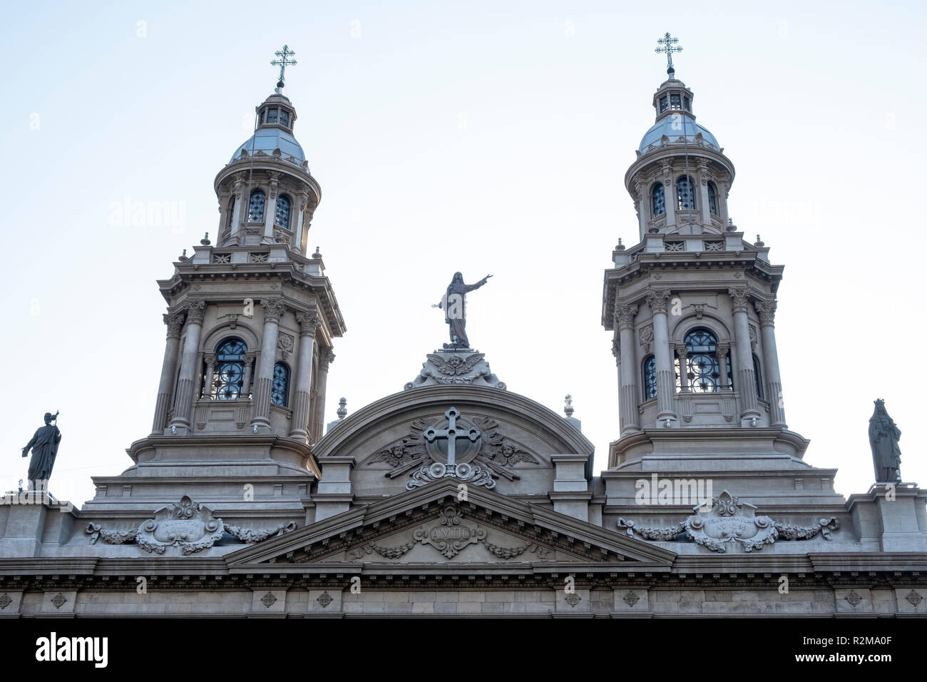 Metropolitan Cathedral, Plaza de Armas, Santiago, Chile, South America Stock Photo