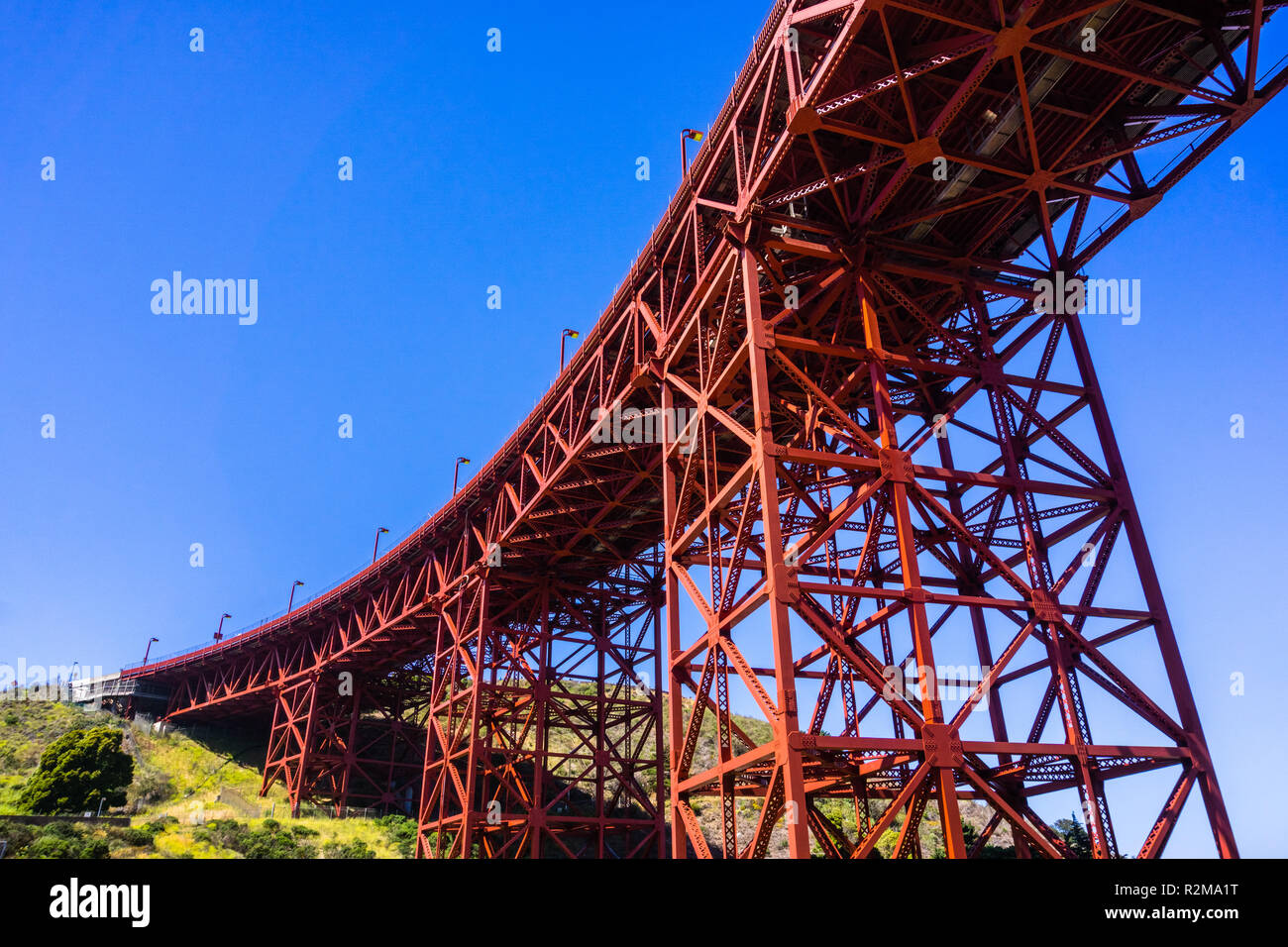 Metal structure and pylons, Golden Gate Bridge, north San Francisco bay area, California Stock Photo