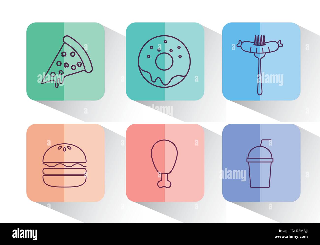 set of fast food and drink icon vector illustration design Stock Vector ...