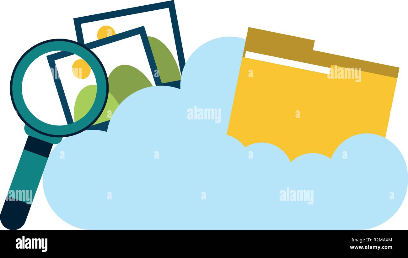 Folder with photos on cloud computing vector illustration graphic ...
