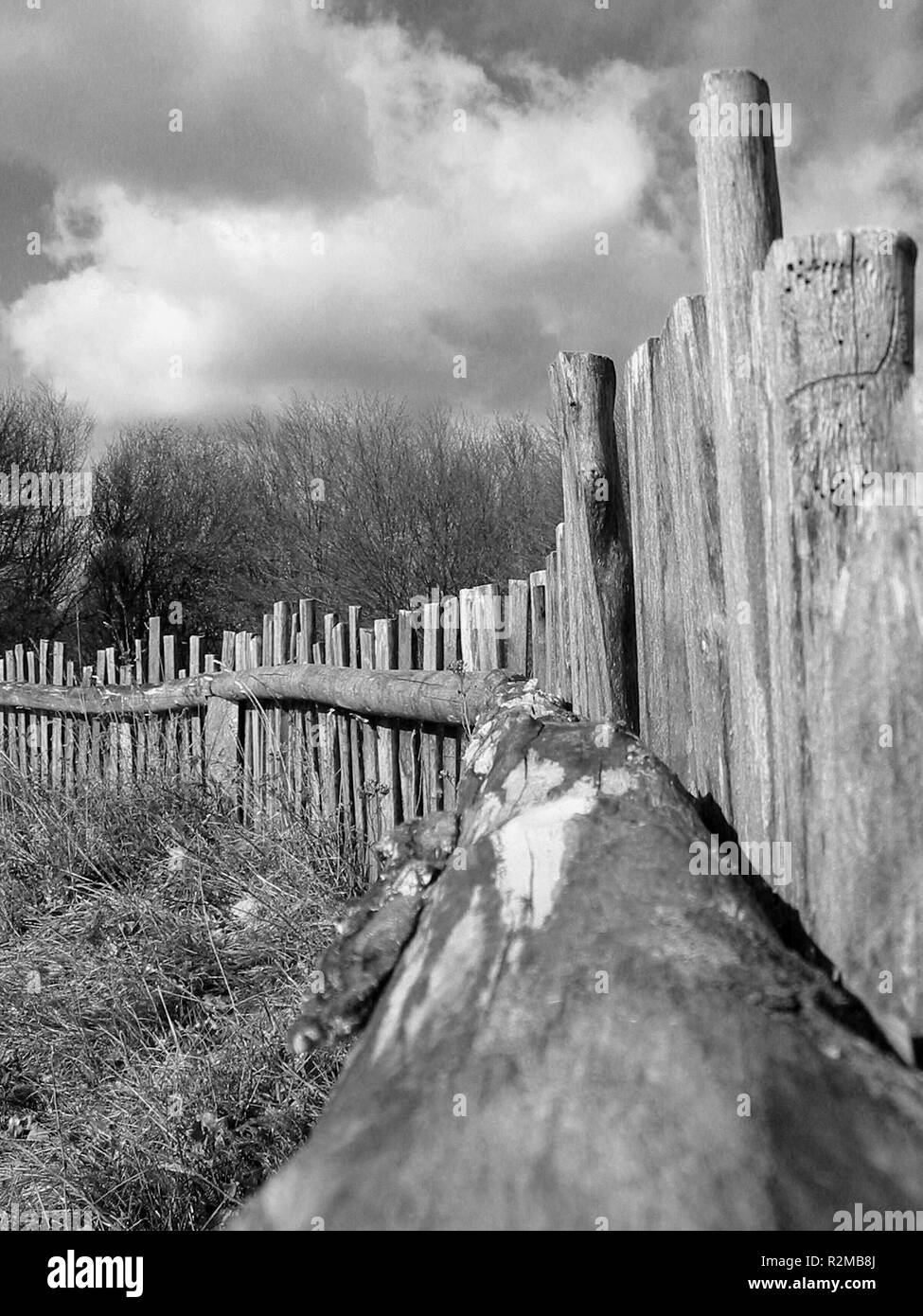 Wood fence Black and White Stock Photos & Images - Alamy