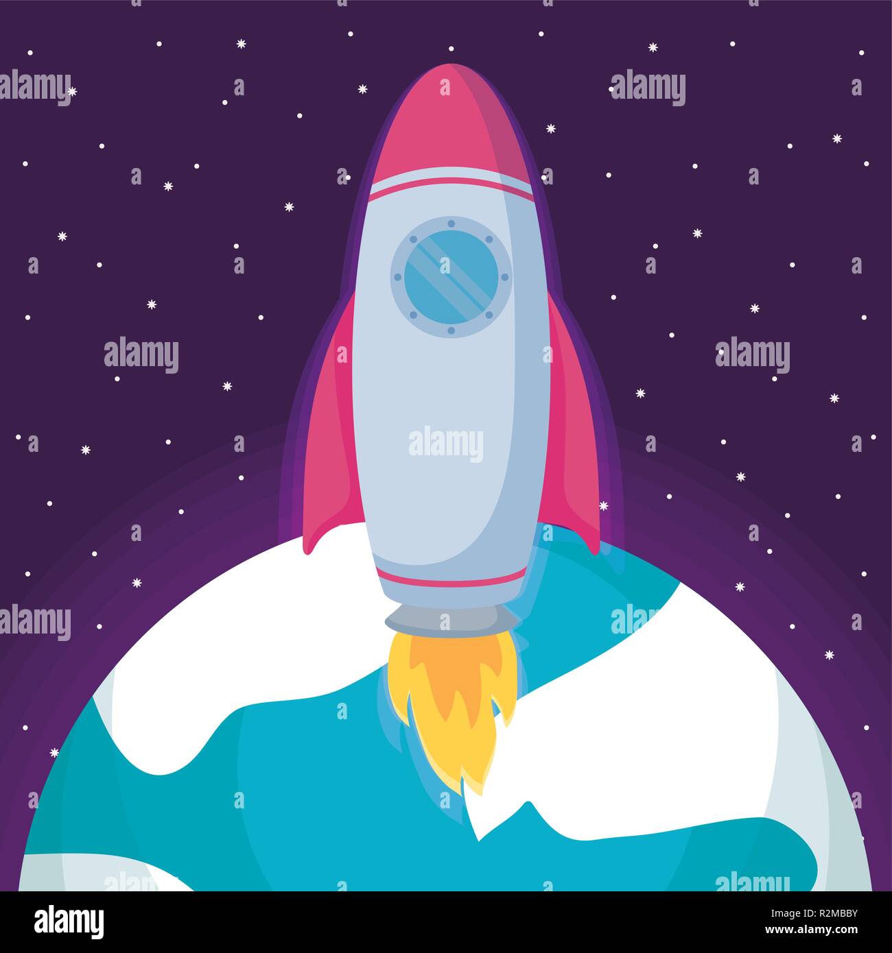 startup rocket with planet earth vector illustration design Stock ...