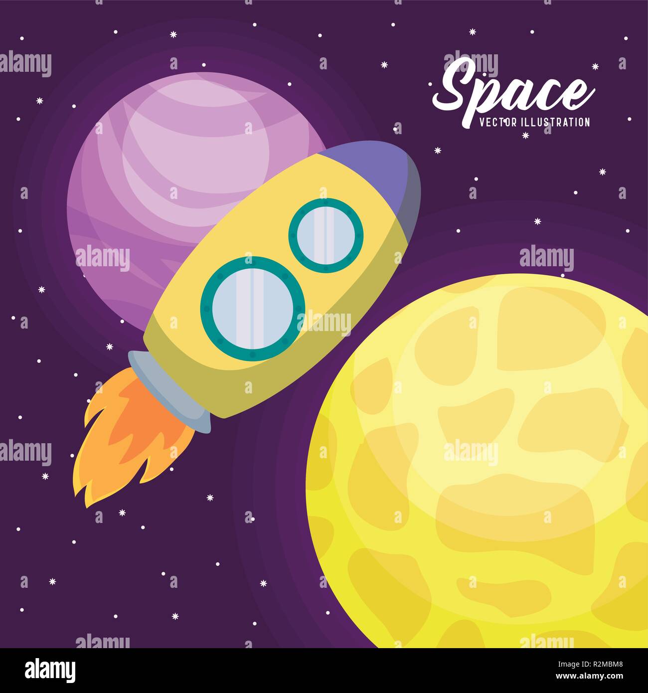 startup rocket with planet with sun vector illustration design Stock ...