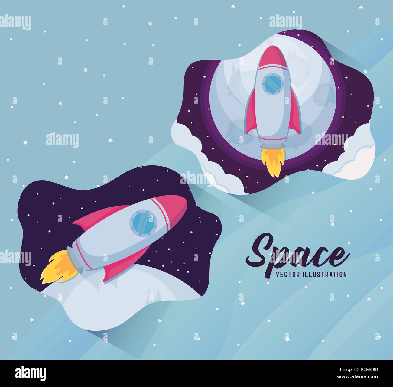 startup rockets with moons icon vector illustration design Stock Vector ...