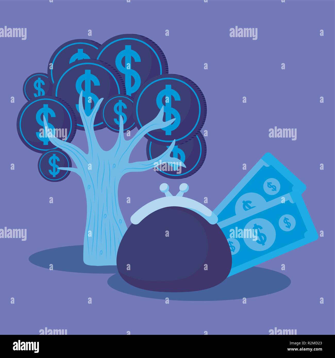 coins tree with set icons economy finance vector illustration design ...