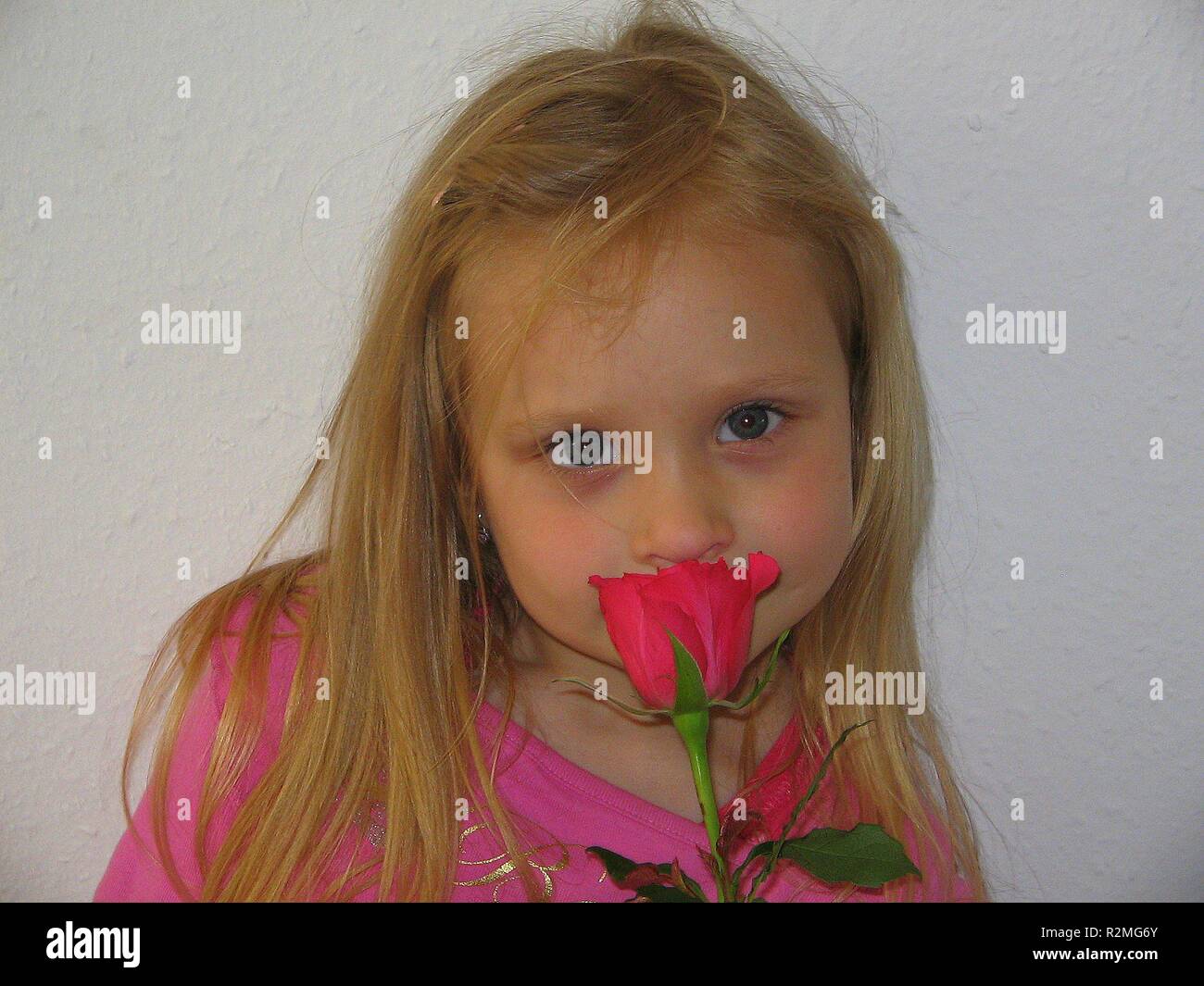 girl smelling a rose Stock Photo - Alamy