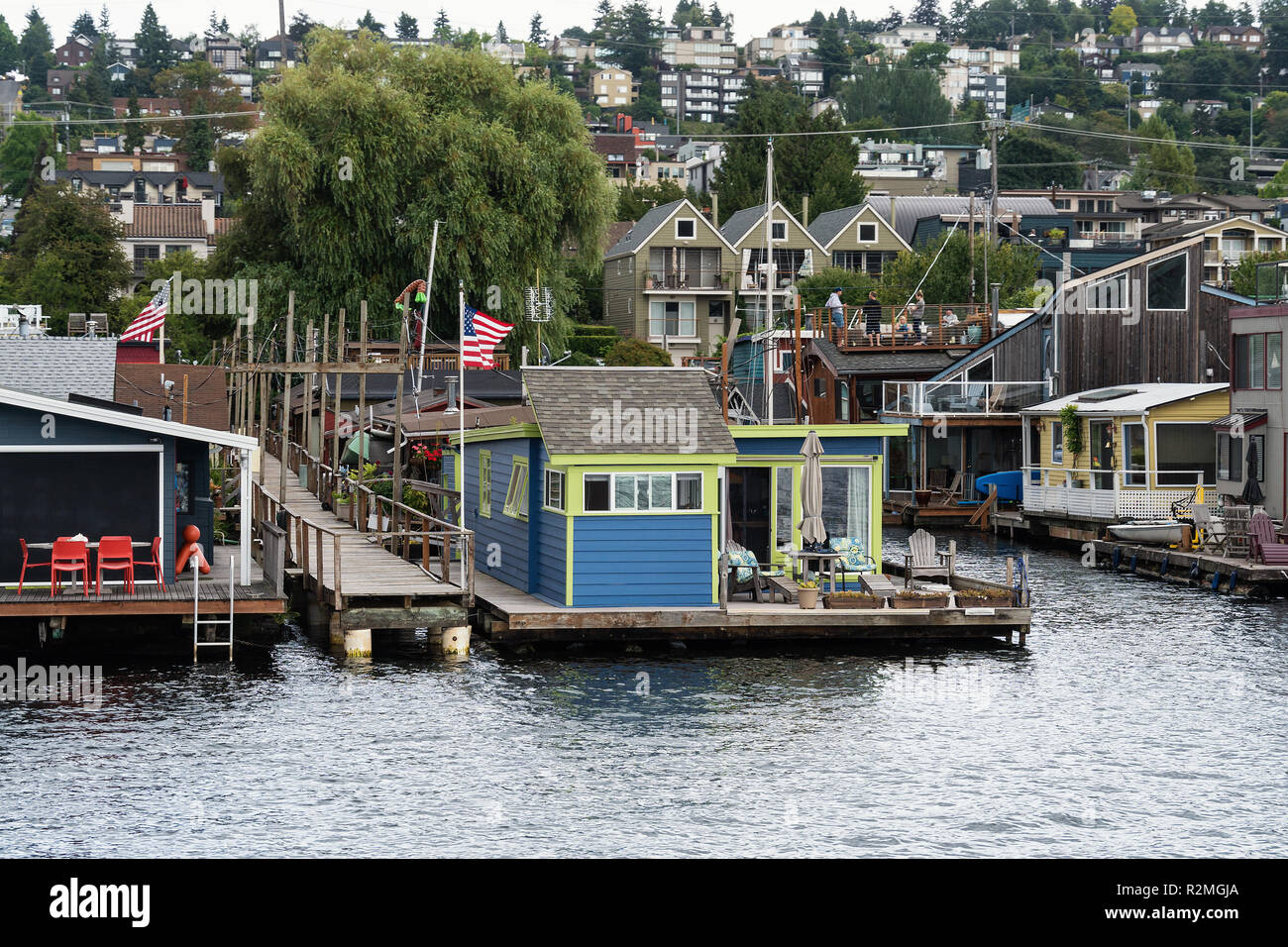 Seattle, Lake Union, houseboat settlement Stock Photo Alamy