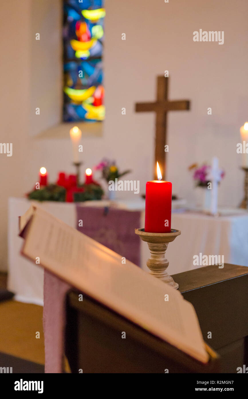 Church, interior, altar, candle, worship Stock Photo Alamy