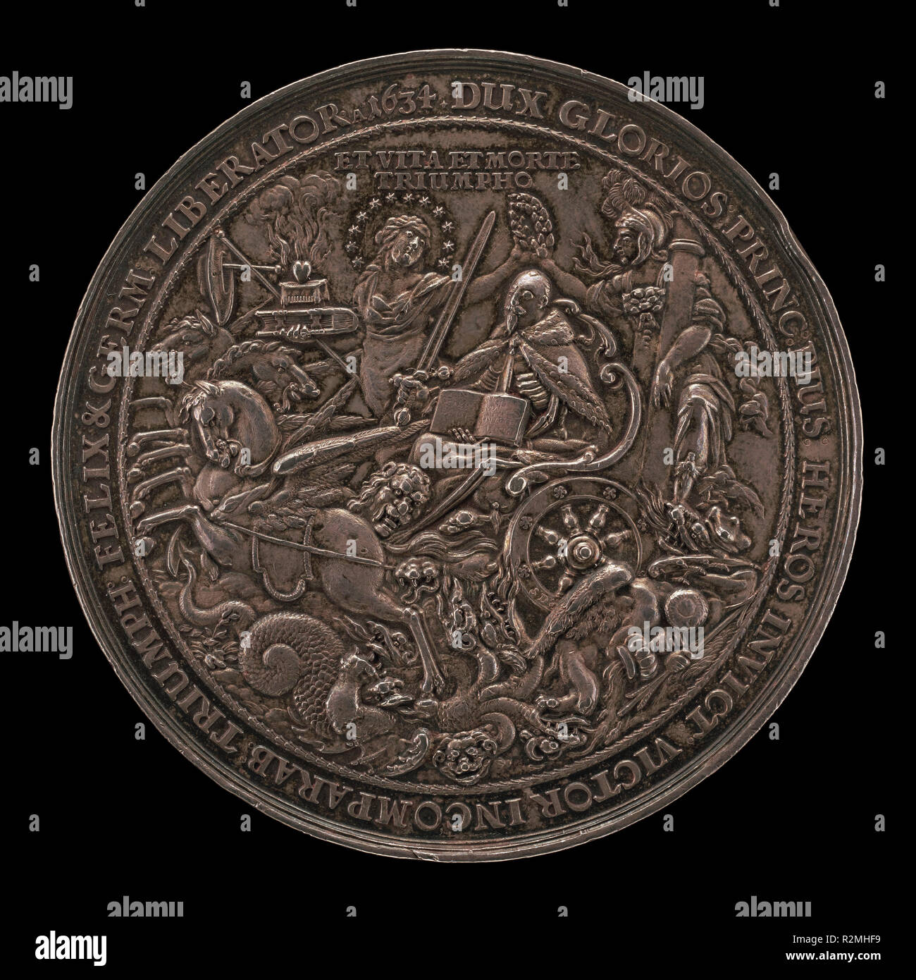 Death of Gustavus II Adolphus, 1594-1632, King of Sweden 1611 [obverse]. Dated: 1634. Dimensions: overall (diameter): 7.91 cm (3 1/8 in.)  gross weight: 150.28 gr (0.331 lb.)  axis: 12:00. Medium: silver. Museum: National Gallery of Art, Washington DC. Author: Sebastian Dadler. Stock Photo