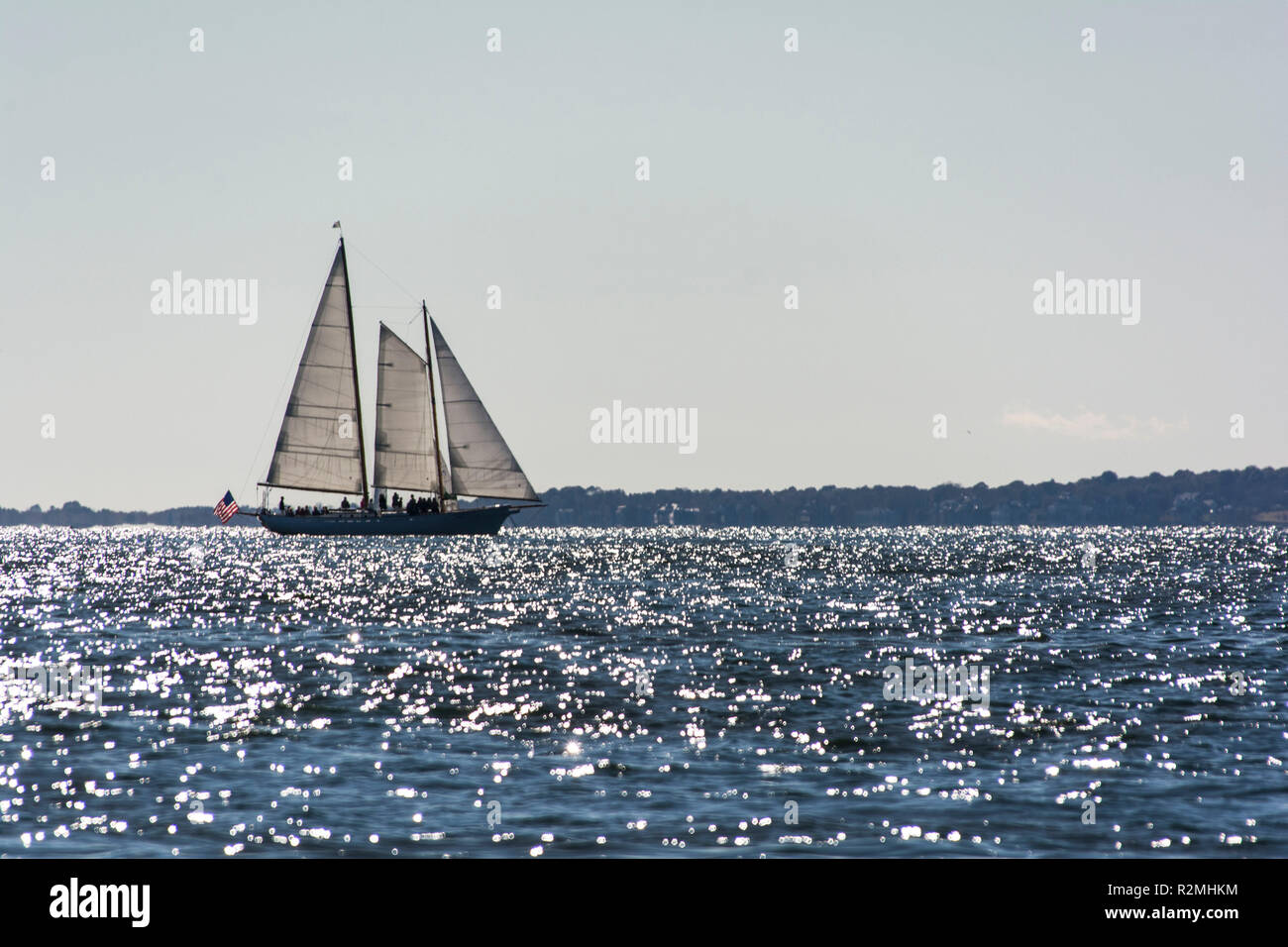 Sailboat off Newport in USA Stock Photo
