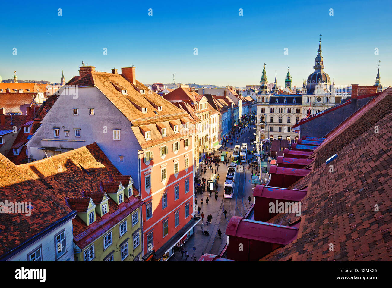 Graz market cityscape and cityscape view, Styria region of Austria Stock Photo