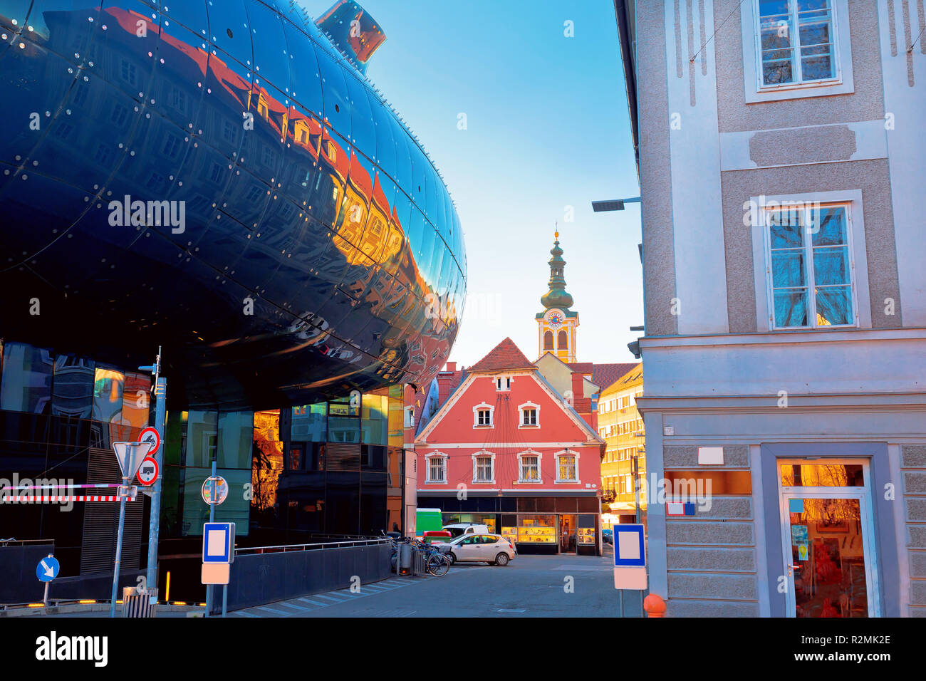 Graz cityscape modern and historic architecture street view, Styria ...