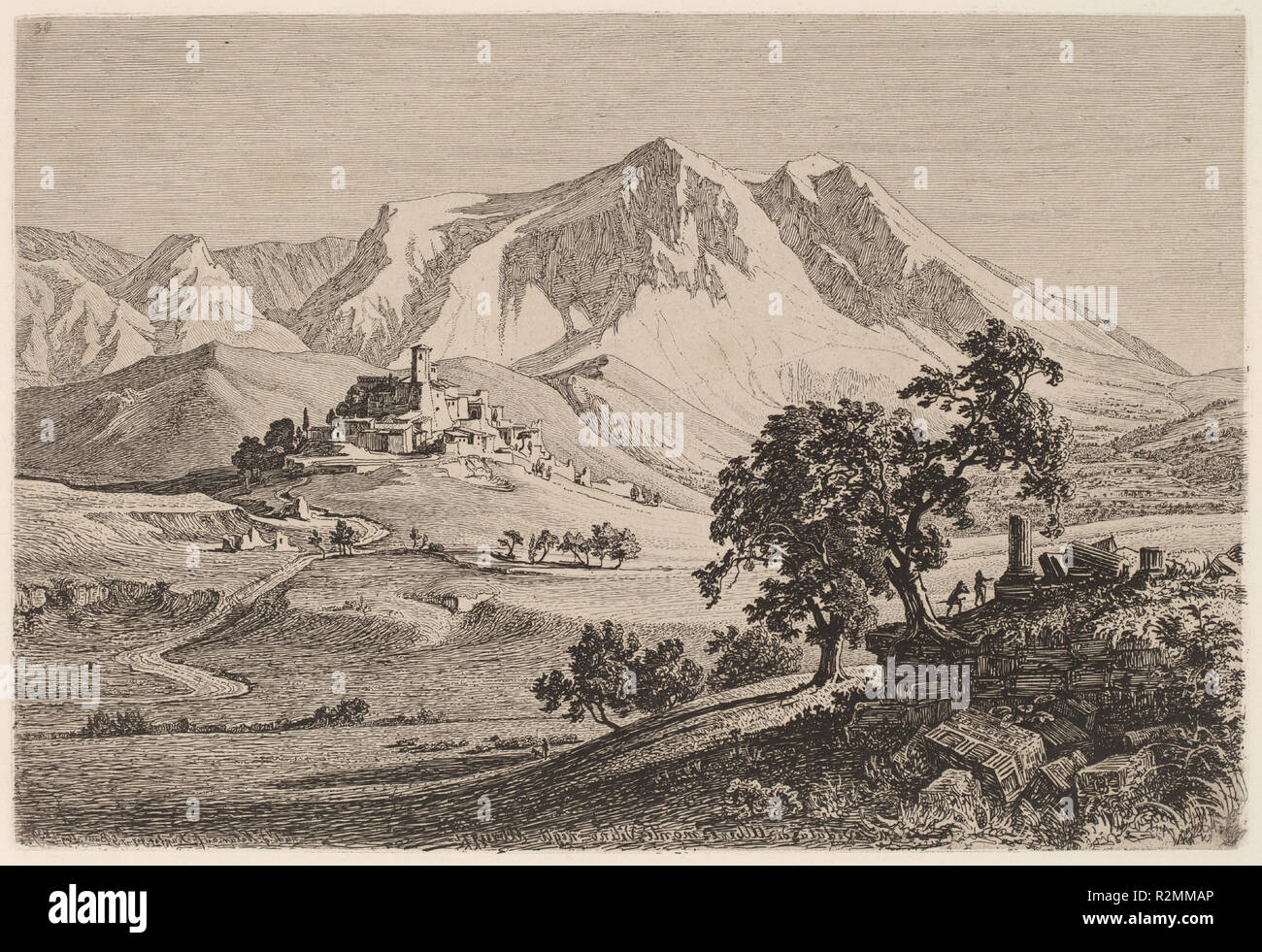 Veduta Di Albe E Monte Velino Negli Abruzzi Dated 19 Dimensions Plate 16 6 24 5 Cm