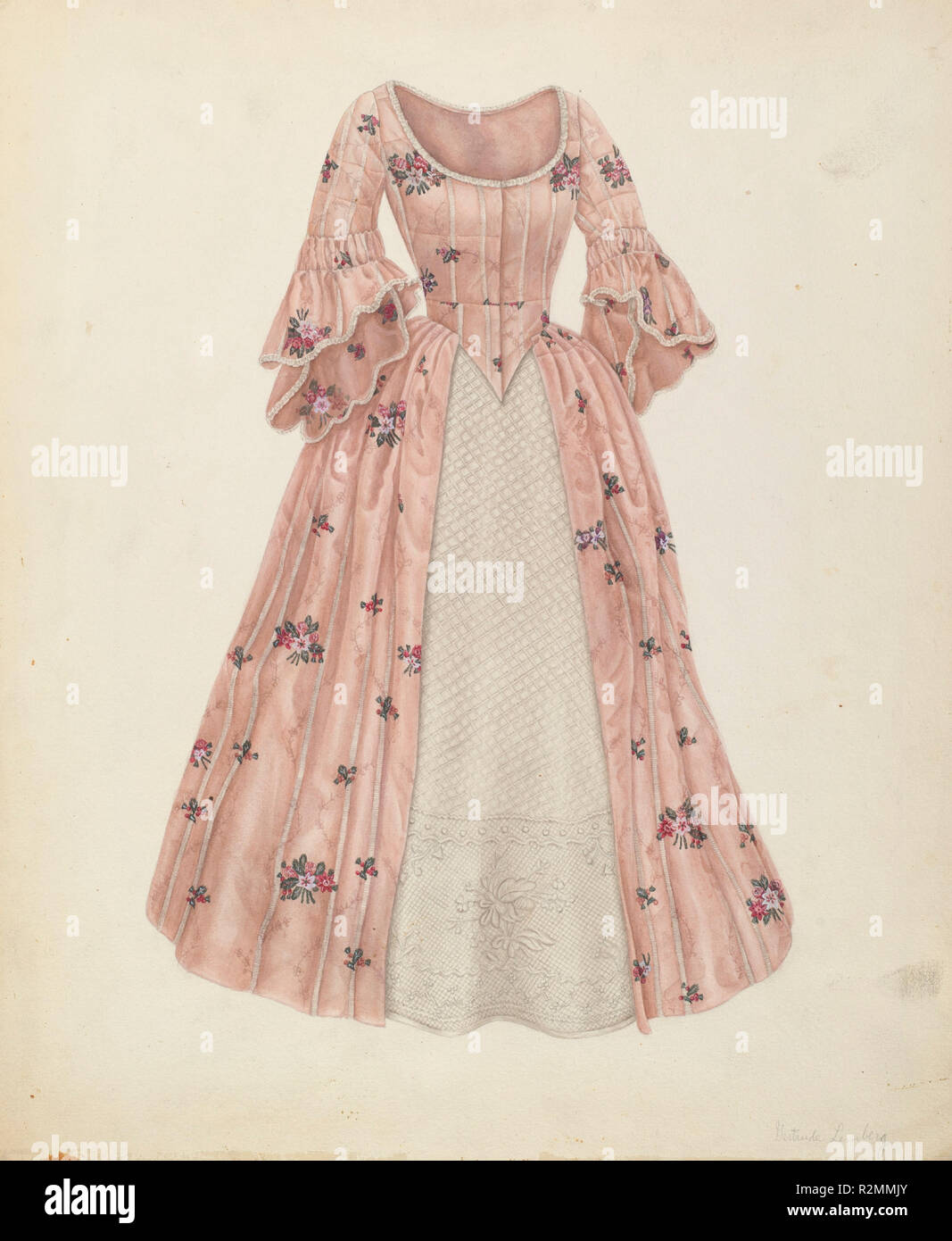 Petticoat Dress. Dated: c. 1941. Dimensions: overall: 45.6 x 36.7 cm (17 15/16 x 14 7/16 in.). Medium: watercolor and graphite on paper. Museum: National Gallery of Art, Washington DC. Author: Gertrude Lemberg. Stock Photo