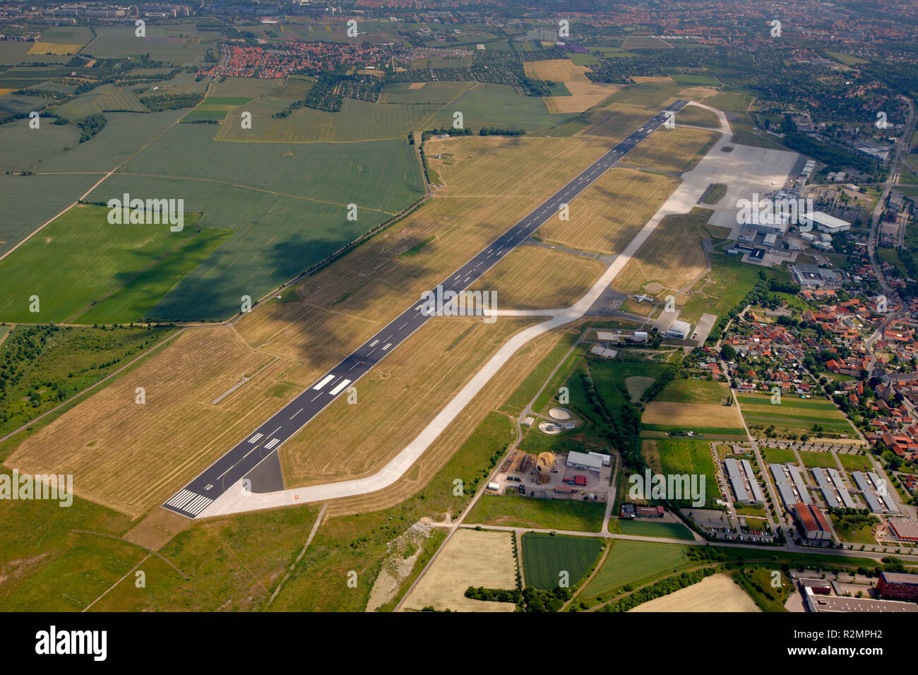 Aerial view, Erfurt Airport, Runway, Erfurt, Thuringia, Germany, Europe