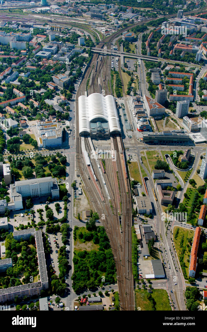 Dresden Central Station, Main Station, aerial view, Strehlener Straße, Dresden, Saxony, Germany, Europe, Stock Photo