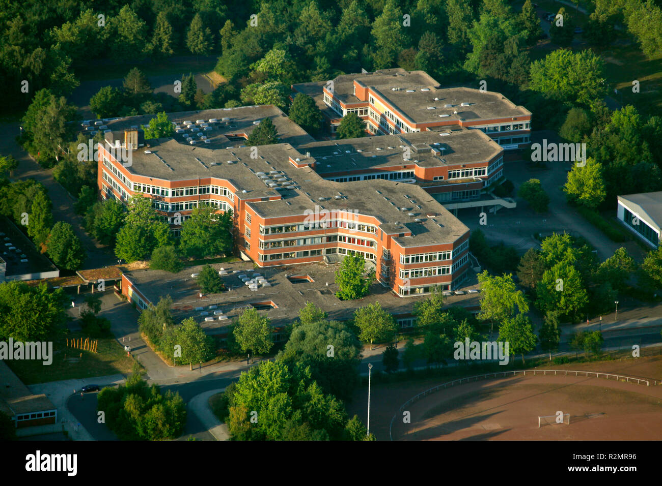 Aerial photo, Comprehensive School Kamen, Kamen, Ruhr area, North Rhine-Westphalia, Germany, Europe, Stock Photo