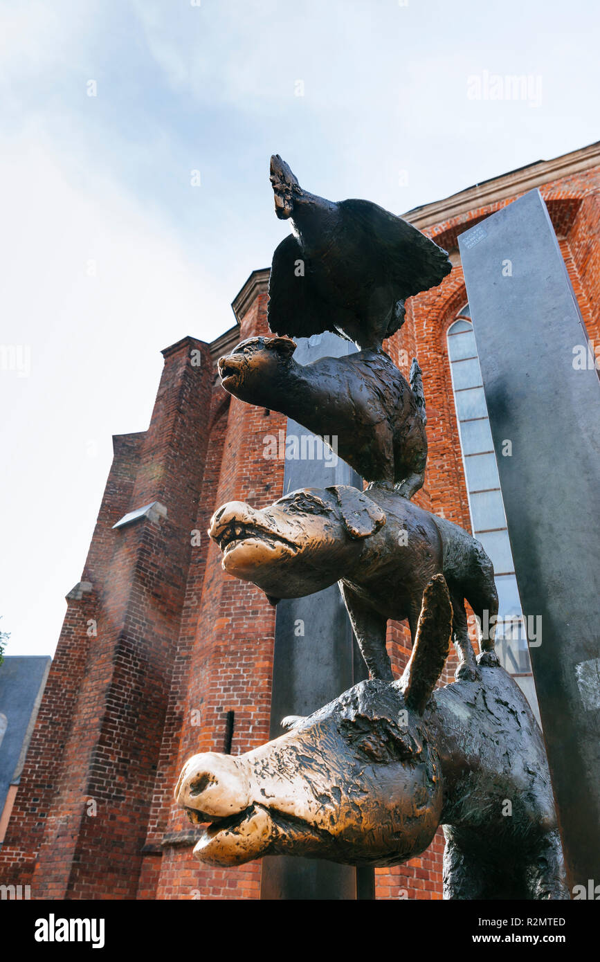 Sculpture of the Town Musicians of Bremen. Riga, Latvia, Baltic states