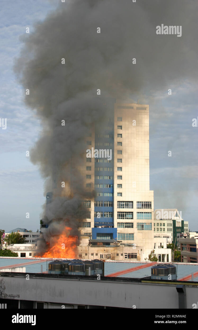 city fire in miri (borneo) Stock Photo