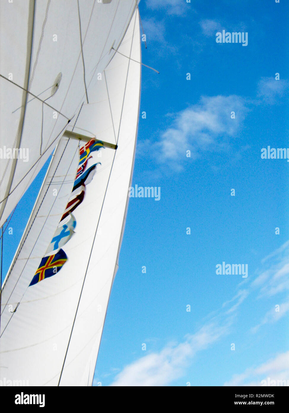 flags on sailboat Stock Photo
