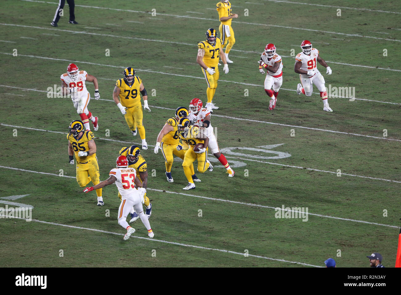 Los Angeles, CA, USA. 19th Nov, 2018. during the NFL Kansas City Chiefs vs Los Angeles Rams at the Los Angeles Memorial Coliseum in Los Angeles, Ca on November 19, 2018. Jevone Moore Credit: csm/Alamy Live News Stock Photo