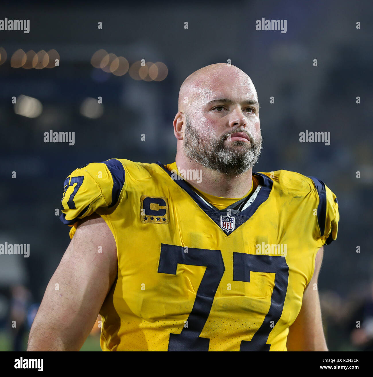Los Angeles, CA, USA. 19th Nov, 2018. Los Angeles Rams offensive tackle  Andrew Whitworth #77 after the NFL Kansas City Chiefs vs Los Angeles Rams  at the Los Angeles Memorial Coliseum in