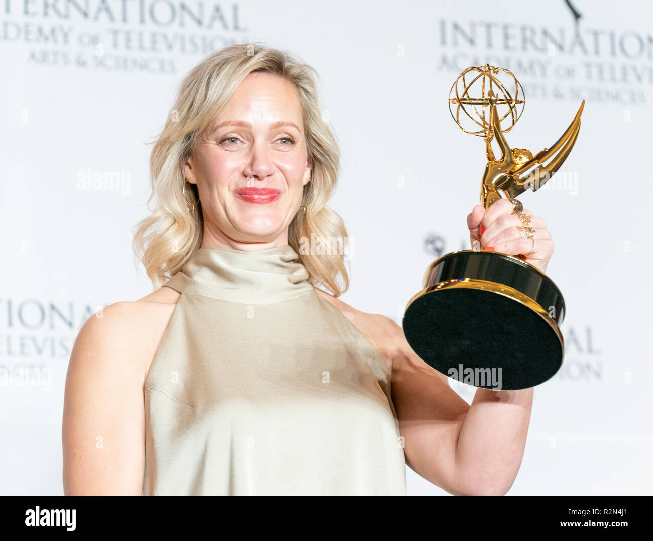 New York, United States. 19th Nov, 2018. New York, NY - November 19, 2018: Anna Schudt winner for the Best Performance by Actress poses during the 46th International Emmy Awards at Hilton hotel Credit: lev radin/Alamy Live News Stock Photo