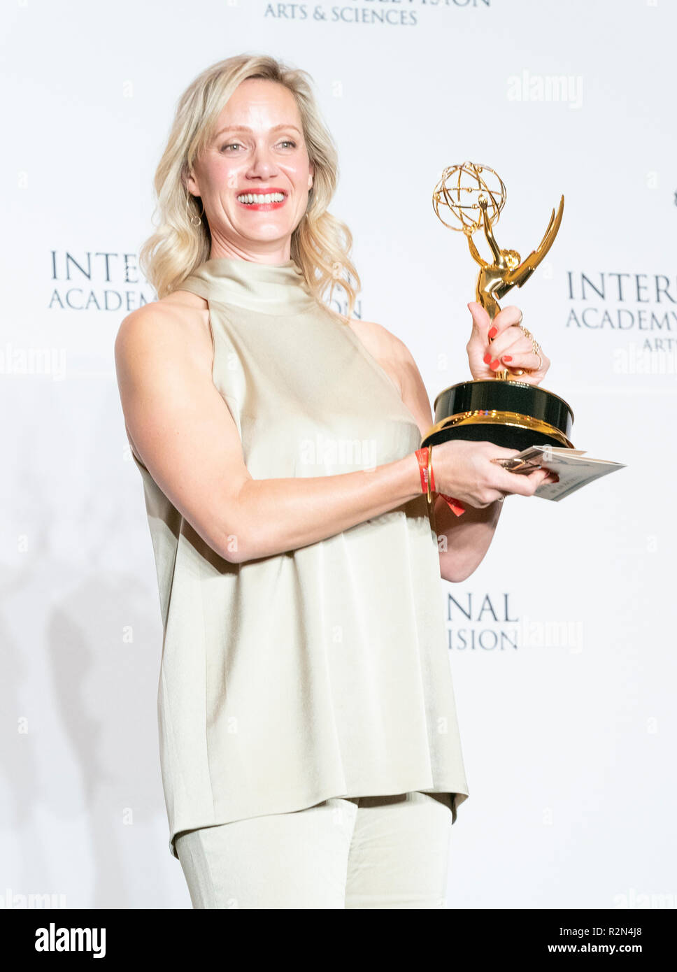 New York, United States. 19th Nov, 2018. New York, NY - November 19, 2018: Anna Schudt winner for the Best Performance by Actress poses during the 46th International Emmy Awards at Hilton hotel Credit: lev radin/Alamy Live News Stock Photo