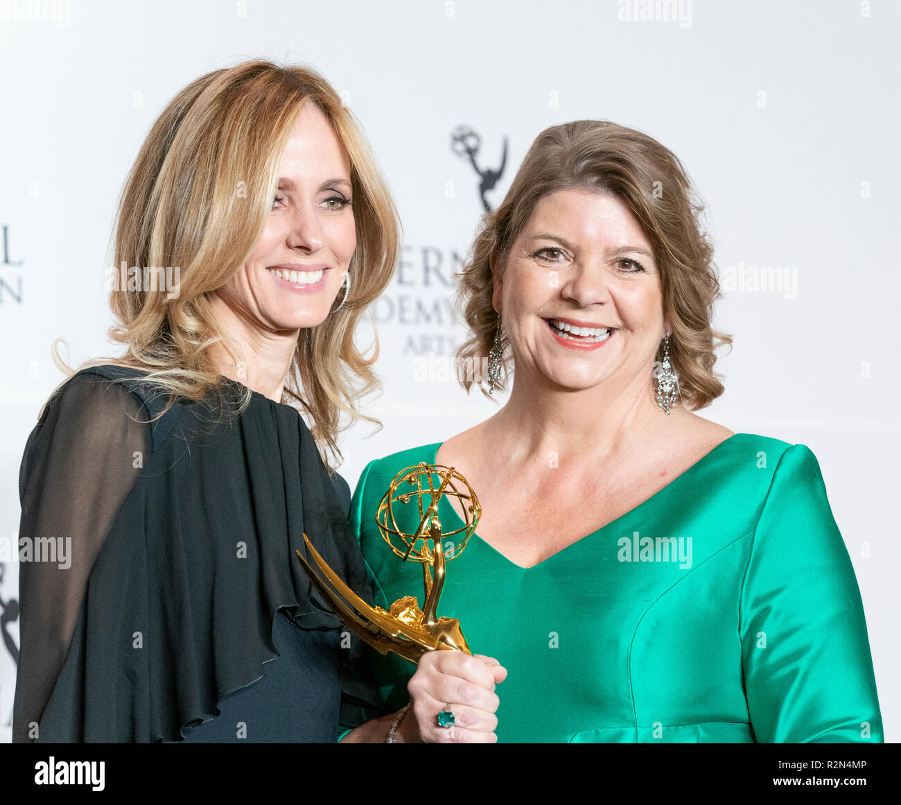 New York, United States. 19th Nov, 2018. New York, NY - November 19, 2018: Sophie Turner Laing winner of the Directorate Award poses with Dana Walden during the 46th International Emmy Awards at Hilton hotel Credit: lev radin/Alamy Live News Stock Photo