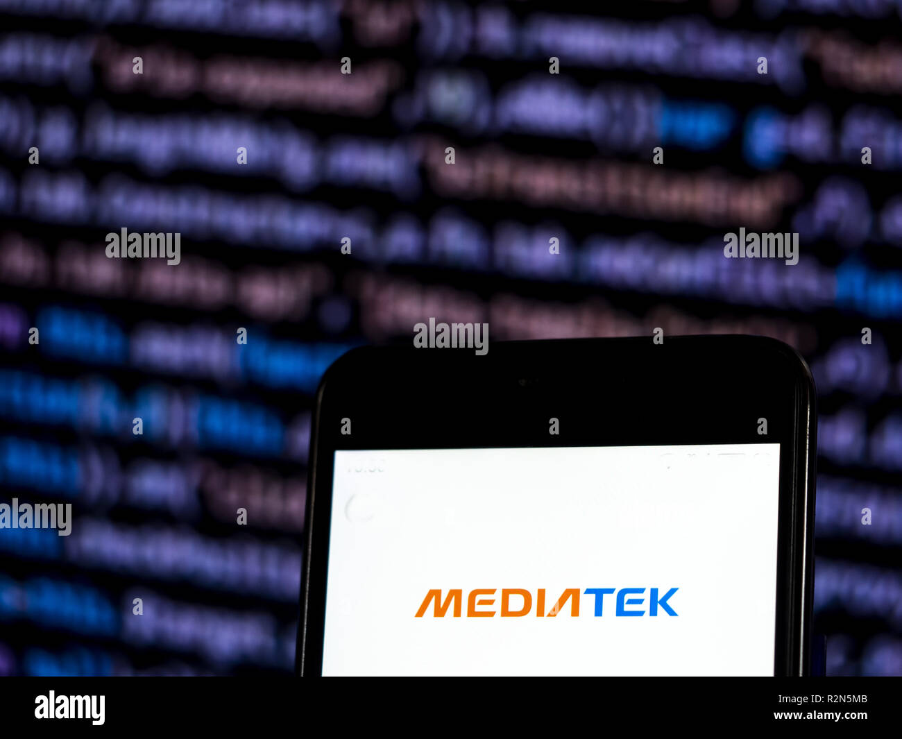 Kiev, Ukraine. 20th Nov, 2018. MediaTek Company logo seen displayed on smart phone. MediaTek Inc. is a Taiwanese fabless semiconductor company that provides chips for wireless communications, High-definition television, hand-held mobile devices like smart phones and tablet computers, navigation systems, consumer multimedia products and Digital subscriber line services as well as optical disc drives. Credit: Igor Golovniov/SOPA Images/ZUMA Wire/Alamy Live News Stock Photo