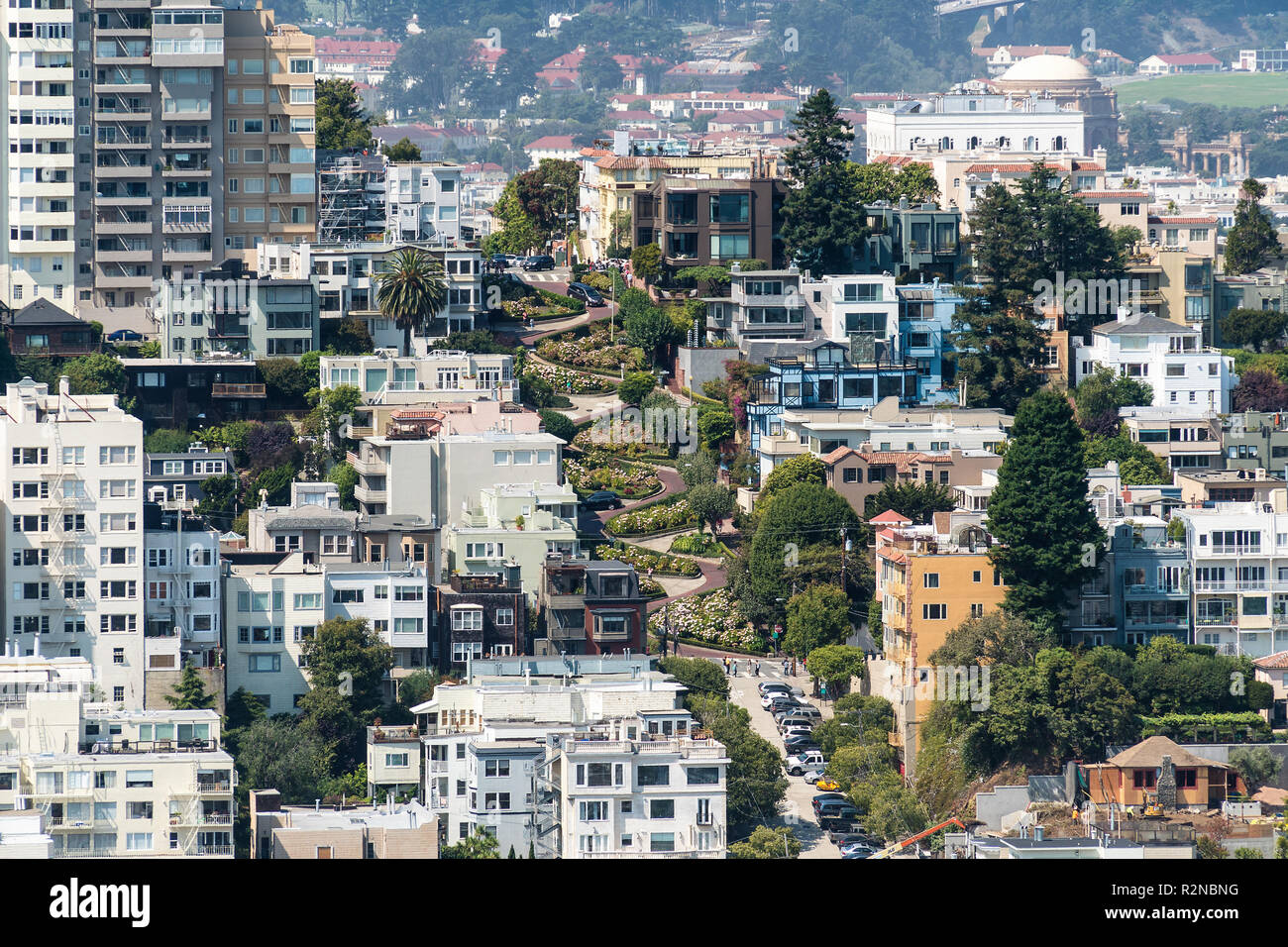 San Francisco, view from Coit Tower to Lombard Street Stock Photo