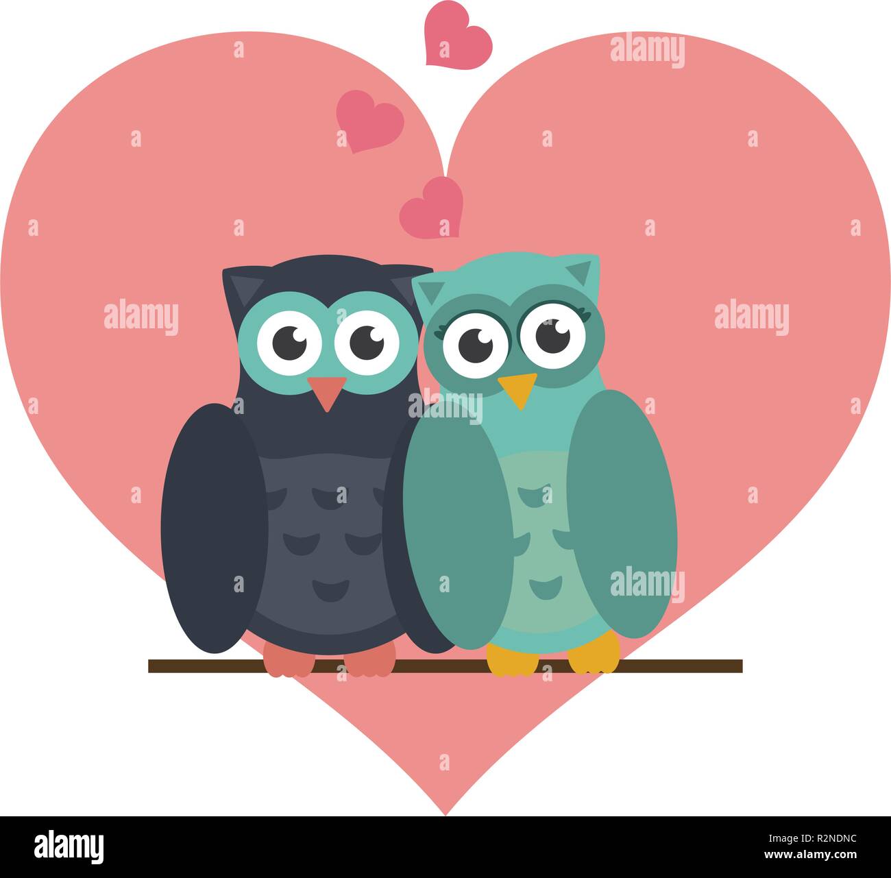 Owls in love cute cartoons vector illustration graphic design Stock ...