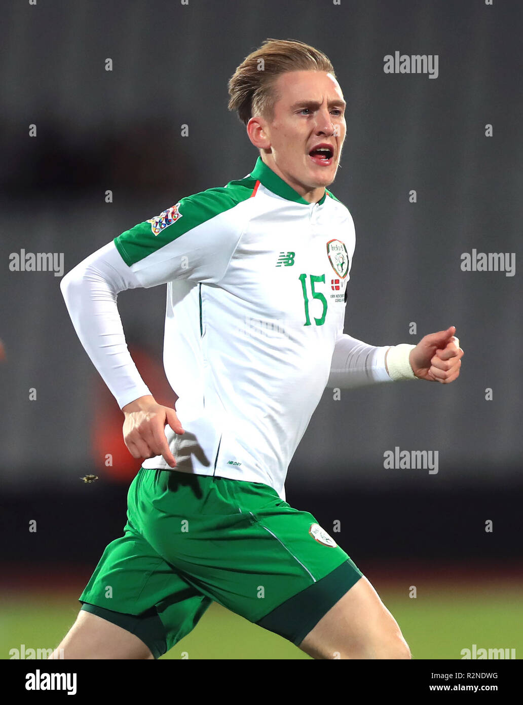 Republic of Ireland's Ronan Curtis during the UEFA Nations League, Group B4 match at Ceres Park, Aarhus. PRESS ASSOCIATION Photo. Picture date: Monday November 19, 2018. See PA story SOCCER Denmark. Photo credit should read: Simon Cooper/PA Wire. Stock Photo
