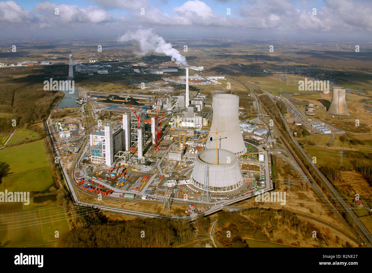 Schmehausen, Hamm, RWE Power AG, Coal Power Plant, Westphalia, Hamm Uentrop, Ruhr Area, North Rhine-Westphalia, Germany, Europe, Stock Photo
