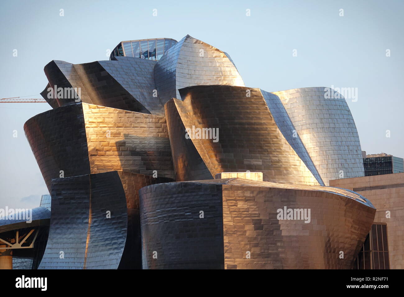 BILBAO, SPAIN -August 2018- Exterior view of the Guggenheim Museum Bilbao, a modern and contemporary art museum designed by famous architect Frank Geh Stock Photo