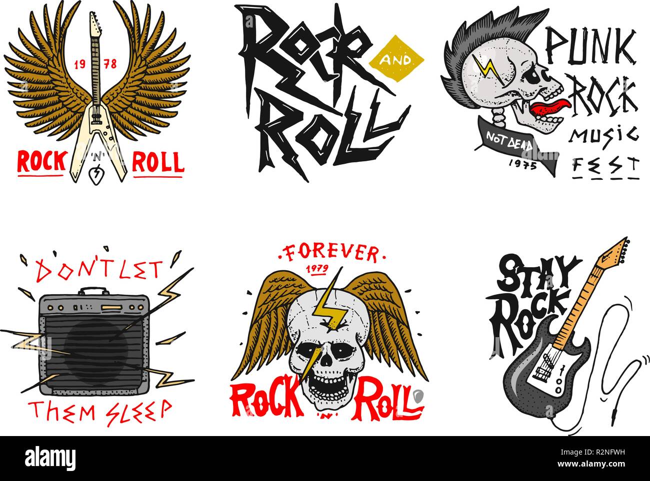 10pcs/set Cool Rock And Roll Heavy Metal Music Skull Graffiti