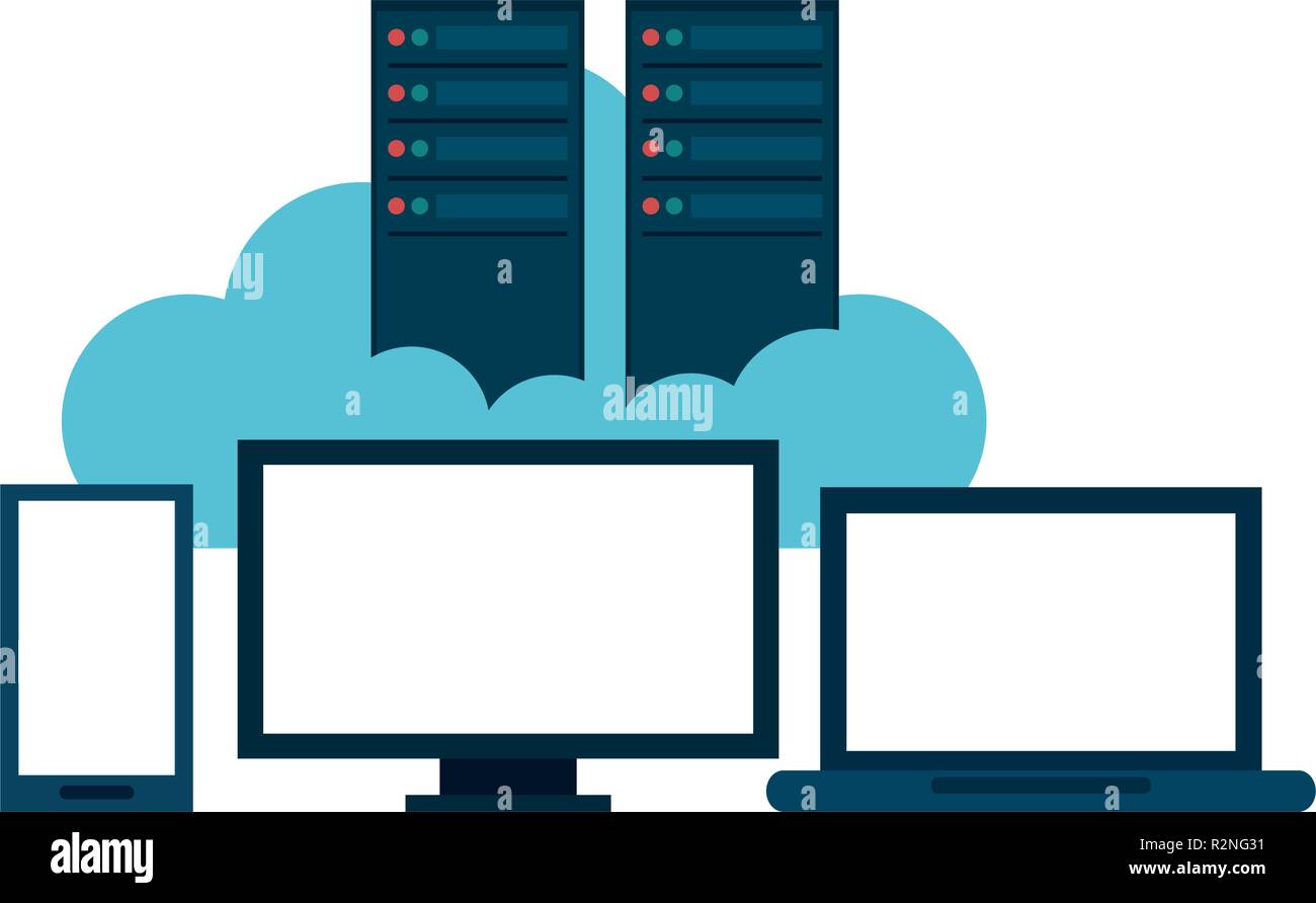 Technology devices with cloud computing vector illustration graphic ...
