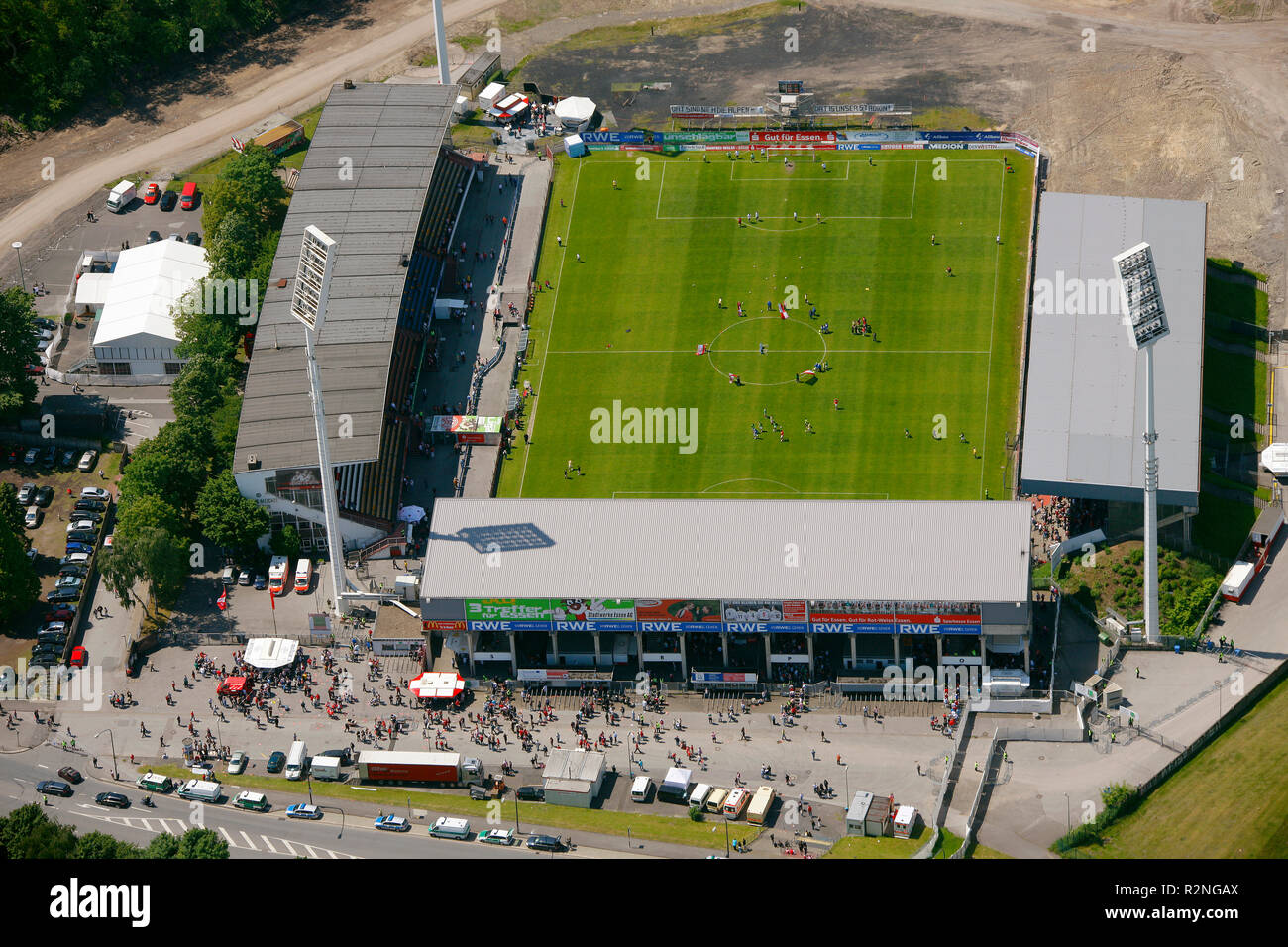 Aerial view, RWE - Stadium Hafenstraße, Essen, Ruhr Area, North Rhine-Westphalia, Germany, Europe, Stock Photo