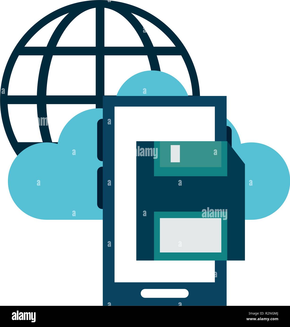 Smartphone and cloud computing technology vector illustration graphic ...