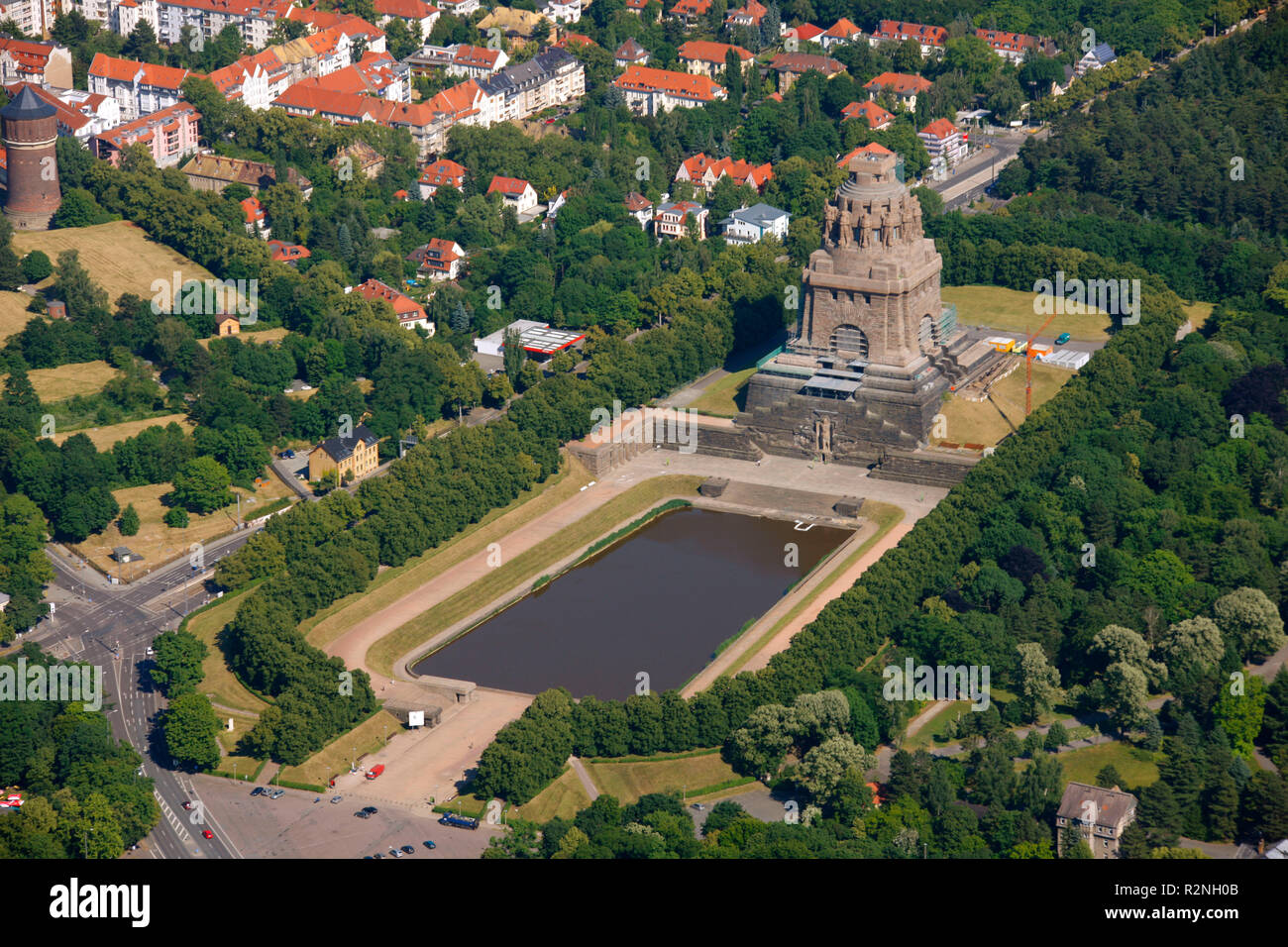 Aerial view, Monument to the Battle of the Nations, aerial view, Steinstraße, Leipzig, Saxony, Germany, Europe, Stock Photo