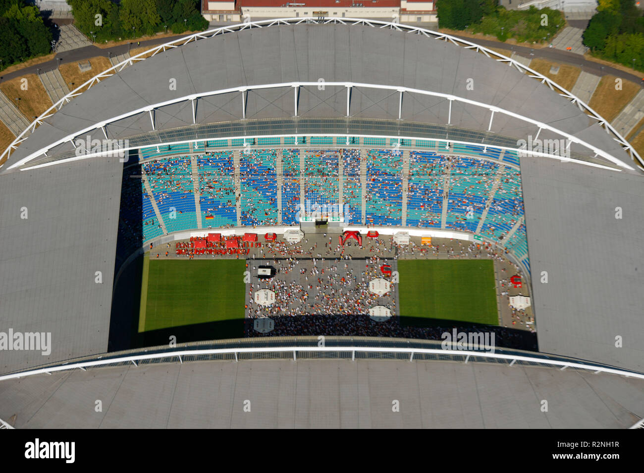 Aerial View, Zentralstadion, Elsterbecken, Public Viewing in the Stadium, Aerial View, Cottaweg 4, Leipzig, Saxony, Germany, Europe, Stock Photo