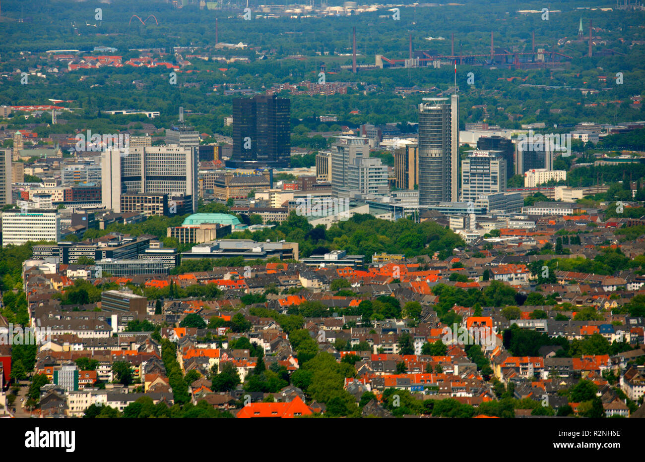 Essen Skyline, RWE-Tower, RWE-Power, Rellinghausen, Essen, Ruhr Area, North Rhine-Westphalia, Germany, Europe, Stock Photo