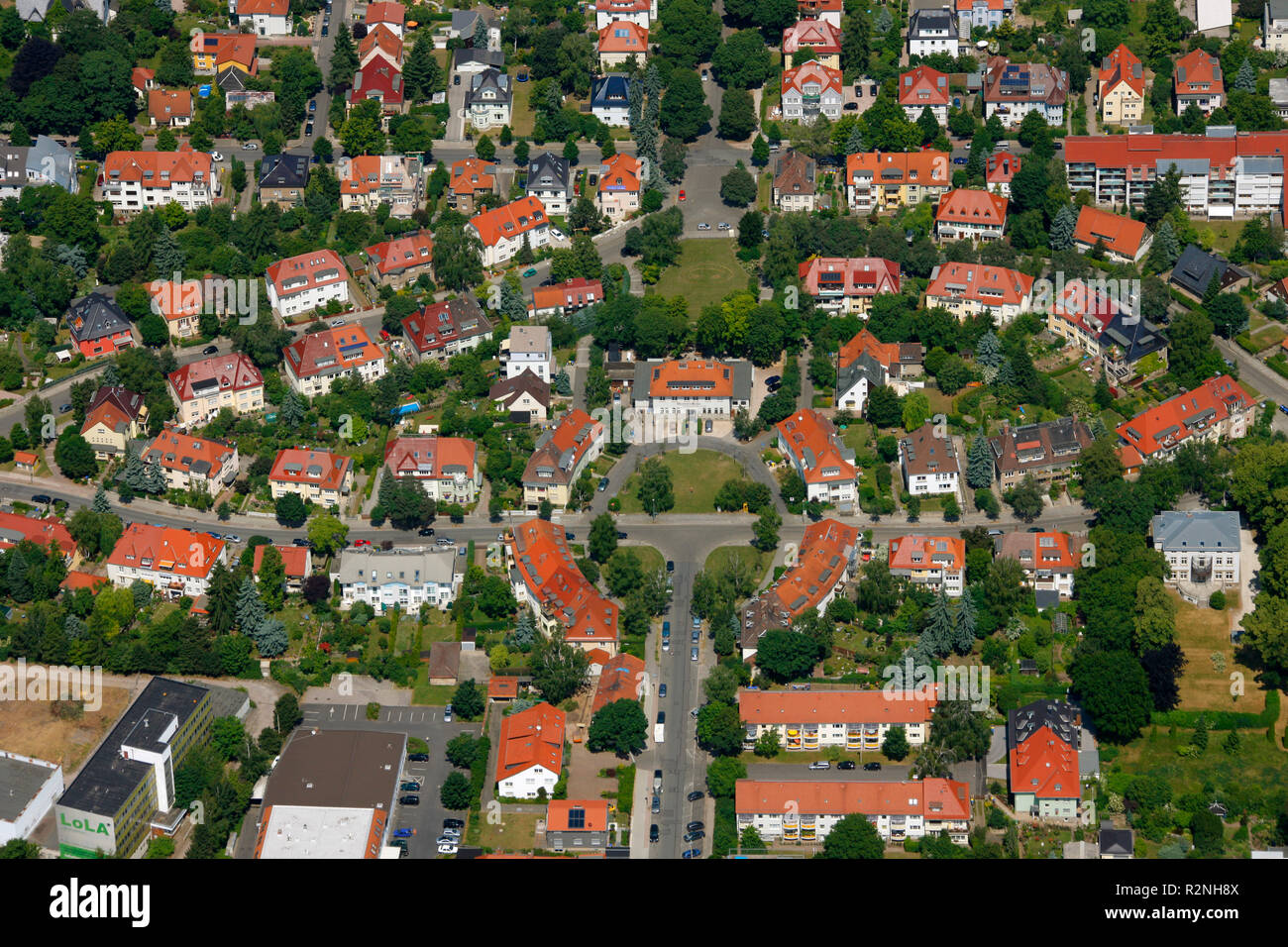 Aerial view, Arnstädter Hohle, Erfurt, Thuringia, Germany, Europe, Stock Photo