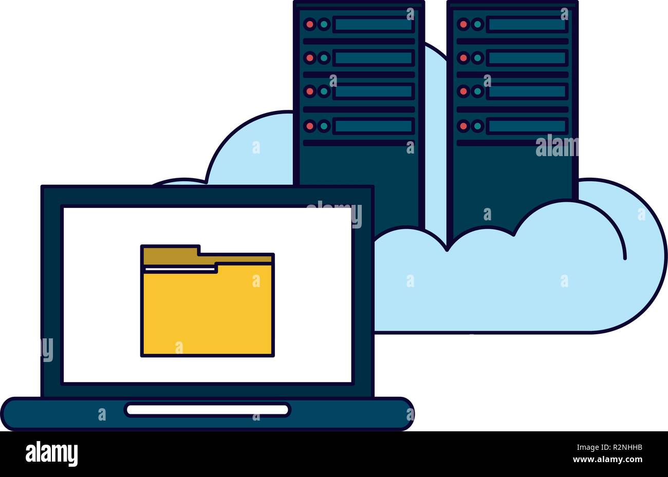 computer with cloud computing vector illustration graphic design Stock ...