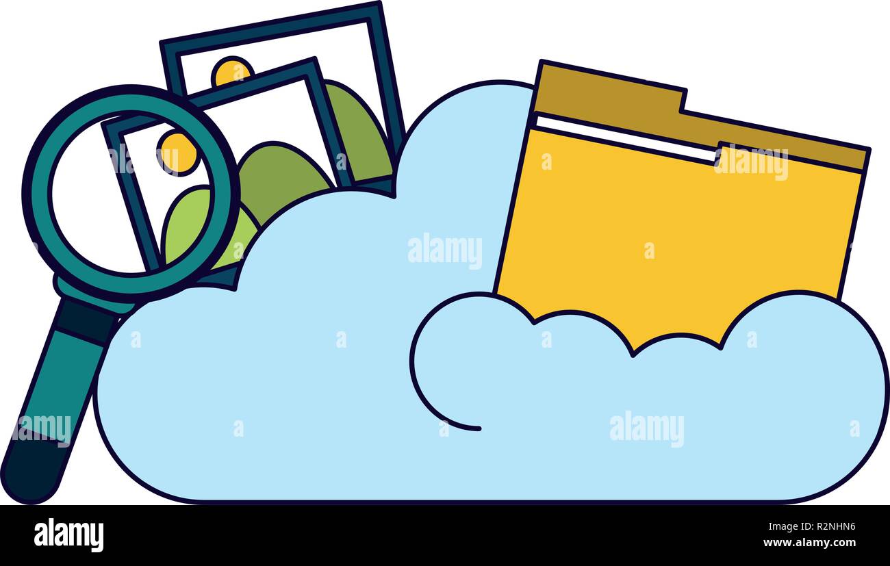 Folder with photos on cloud computing vector illustration graphic ...