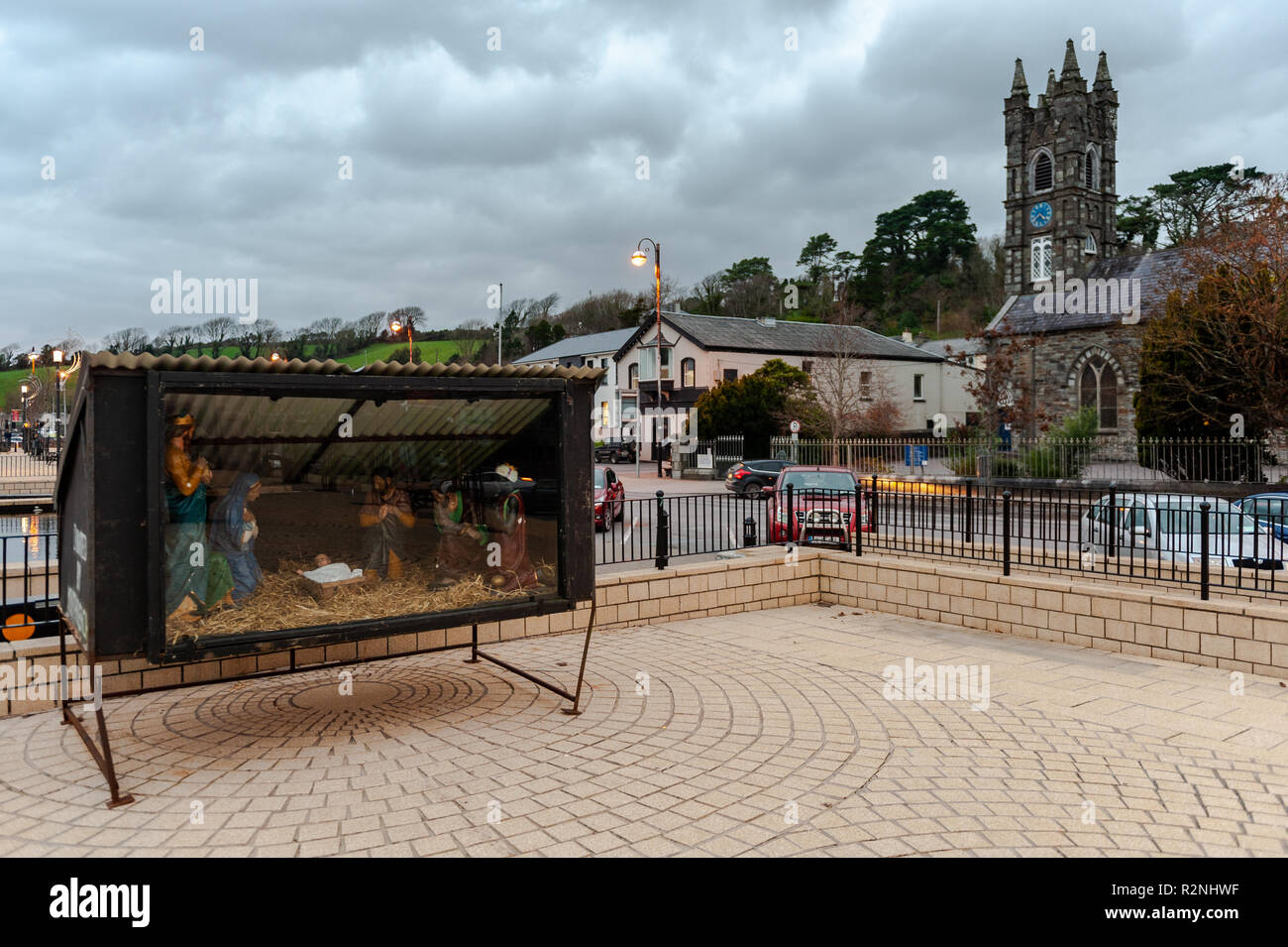 Nativity Crib at Christmas in Bantry, West Cork, Ireland with copy space. Stock Photo